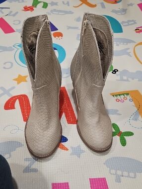 Not Rated Taupe Snake-Texture Ankle Booties